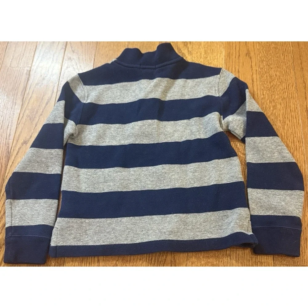 Polo Ralph Lauren Kids Sweater Size 7 Blue & Grey Striped 1/4 Zip Mock Neck
